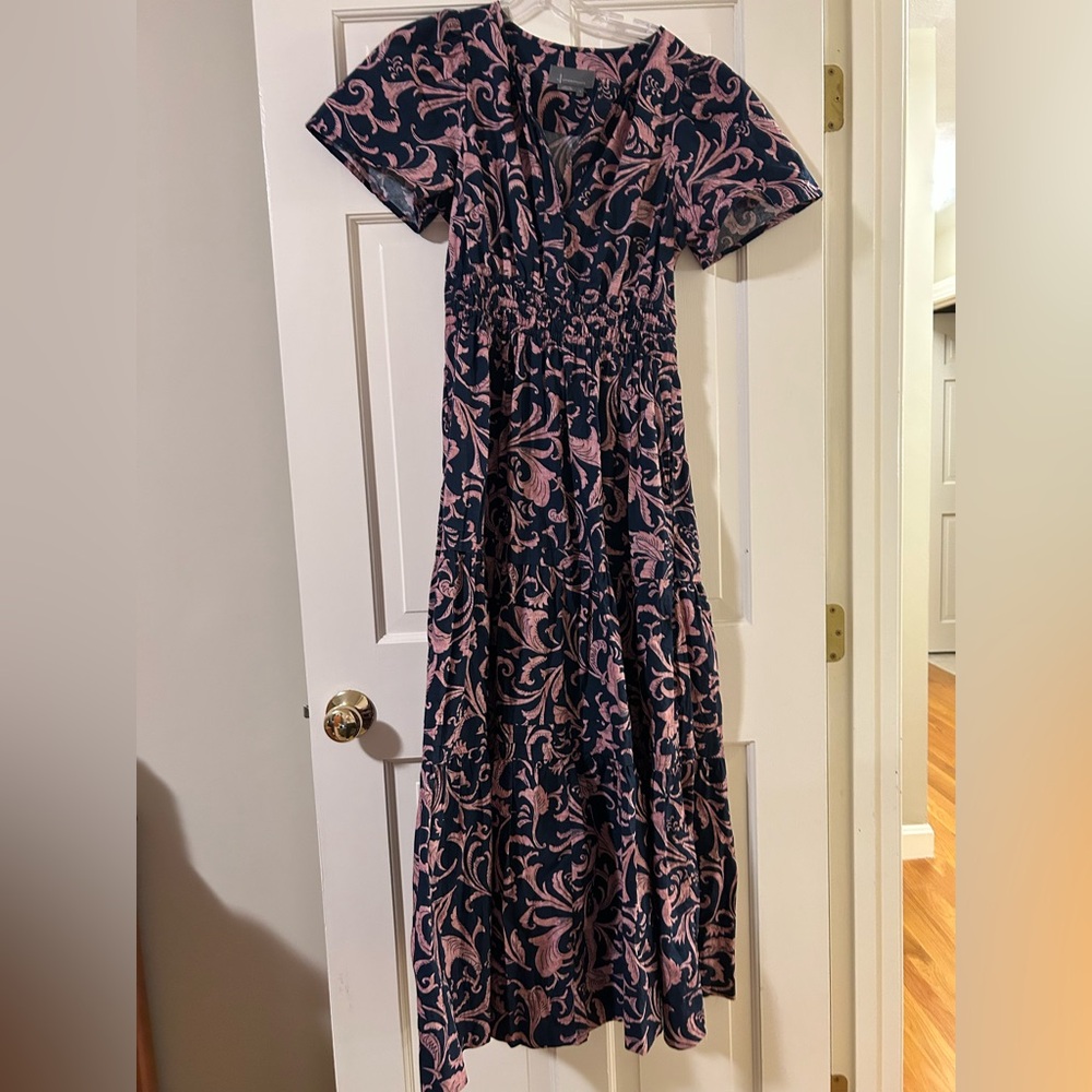 Anthropologie Somerset Maxi Dress Pink and Navy, EUC, M